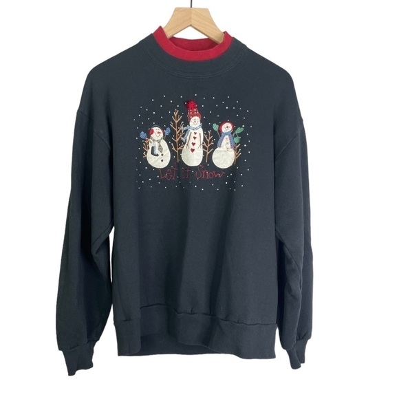 Vintage Tops - Vintage Top Stitch Women’s Snowman Winter Sweatshirt